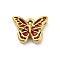 304 Stainless Steel Enamel Pendants, Ion Plating(IP), Real 18K Gold Plated, Butterfly, Red, 8.5x11x3mm, Hole: 0.8mm