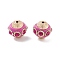 Handmade Indonesia Beads, with Alloy and Glass, Bicone, Golden, Orchid, 16x15mm, Hole: 1.5mm