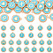 Pandahall 26Pcs Alloy Enamel Pendants, Flat Round with Letter A~Z Charms, Dark Turquoise, 17.5x15x2.5mm, Hole: 1.5mm