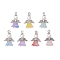Glass Pearl Pendants, Flower Shape Angel Charms, with Alloy Wings & Iron Loop, Mixed Color, 22.5x13.5x11mm, Hole: 1.8mm