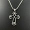 Skull Cross Punk Stainless Steel Pendant Necklaces for Men, Stainless Steel Color