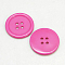 Resin Buttons, Dyed, Flat Round, Hot Pink, 25x3mm, Hole: 2mm, 98pcs/bag