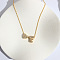 Heart Initial Brass Micro Pave Clear Cubic Zirconia Pendant Necklaces, Golden, Letter F, 16.14 inch(41cm)