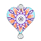 Alloy Enamel Connector Charms, Heart-Shaped Links with Flower Pattern, Platinum, Colorful, 20x16mm