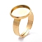 Ion Plating(IP) Adjustable 304 Stainless Steel Finger Rings Components, Pad Ring Base Findings, Flat Round, Real 18K Gold Plated, Tray: 12mm, 4mm, US Size 6(16.5mm)