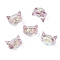 Handmade Foil Lampwork Beads, Cat, Medium Violet Red, 13.5x17.5~18x11.5~12mm, Hole: 1.8mm