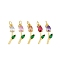 Rack Plating Brass Micro Pave Cubic Zirconia Pendants, Long-Lasting Plated, Lead Free & Cadmium Free, with Jump Ring, Flower Charms, Mixed Color, 23x8.5x4mm