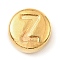 304 Stainless Steel Beads, Flat Round with Letter, Golden, Letter Z, 7x3.5mm, Hole: 1.7mm