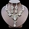 Teardrop Alloy Rhinestone Pendant Necklaces & Stud Earrings Sets, Silver, Crystal, 540~550mm