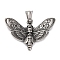 304 Stainless Steel Pendants, Butterfly with Skull Charm, Antique Silver, 30x42.5x4.5mm, Hole: 5x9mm