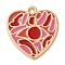 Zinc Alloy Enamel Pendants, Golden, Heart Charm, Red, 27x25x2mm, Hole: 3mm