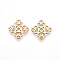 Brass Connector Charms, Rhombus, Hollow Out, Real 18K Gold Plated, 16x16x1.2mm, Hole: 1.2mm