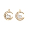 Brass Micro Pave Clear Cubic Zirconia Pendants, Moon, Long-Lasting Plated, Nickel Free, Real 18K Gold Plated, 16x13x4.5mm, Hole: 2mm