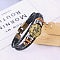 Imitation Leather Cord Triple Layer Multi-strand Bracelets, Flat Round Alloy Constellation Bracelets for Men Women, Aquarius, 7-1/8 inch(18cm)