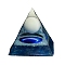Orgonite Pyramid Resin Display Decorations, with Luminous Ball Inside, for Home Office Desk Decoration, Blue, 50mm