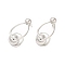 Brass Teardrop with Ball Dangle Stud Earrings for Women, Platinum, 34x17mm