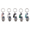 Hamsa Hand with Evil Eye Alloy Enamel Pendant Keychain with Synthetic Mixed Gemstone Bullet, Iron Keychain Ring, 8.85cm