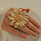 Elegant Alloy Sunflower Ring with Vintage French Irregular Geometric Design, Light Gold, US Size 7 1/4(17.5mm)