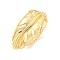 Brass Leaf Open Cuff Ring for Women, Real 18K Gold Plated, US Size 7 1/4(17.5mm)
