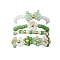 4Pcs 4 Style Glass Seed Beaded Stretch Finger Rings, Flower & Bowknot Stackable Rings, Green, Inner Diameter: 19mm