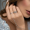 925 Sterling Silver Micro Pave Cubic Zirconia Link Ring Bracelets for Women, Flat Round, Platinum, Inner Diameter: 6-1/8 inch(15.5cm)