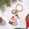 304 Stainless Steel Glass Keychains, Santa Claus, with Rack Plating Alloy Enamel Pendants & Iron Split Key Rings, Golden, 83.5mm