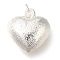 Brass Pendants, Heart Charms, Cadmium Free & Nickel Free & Lead Free, 925 Sterling Silver Plated, 16x15x8mm, Hole: 3.5mm