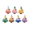 Resin Pendants, with Iron Loops, Christmas Tree Charm, Mixed Color, 35x25x9mm, Hole: 1.8mm