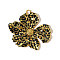 304 Stainless Steel Enamel Pendants, Leopard Print Flower Charms, Real 18K Gold Plated, Ion Plating(IP), Black, 40x39mm