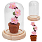 1 Set Glass Cloche Bell Jar Terrarium with 1Pc Handmade Knitting Crochet Artificial Plum Bossom Potted, for Home Table Car Decor, PapayaWhip, 42.4x40x120mm