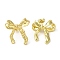 Brass Stud Earrings, with Clear Cubic Zirconia for Women, Bowknot, Real 18K Gold Plated, 27x24mm