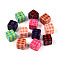 Printed Opaque  Acrylic Beads, Cube with Rhombus Pattern, Mixed Color, 14.5~15x14.5~15x14.5~15mm, Hole: 3.8mm