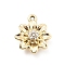 Alloy Rhinestone Pendants, UV Plated, Flower, Golden, 17x14.5x5.5mm, Hole: 1.2mm