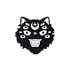 猫のテーマのエナメルピン  バックパックの服用のブラックトーン合金バッジ  猫の形  27x25mm PW-WG97473-02-1