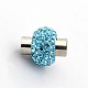 Rondelle 304 Stainless Steel Polymer Clay Rhinestone Magnetic Clasps RB-N033-02B-6mm-1