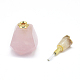 Faceted Natural Rose Quartz Openable Perfume Bottle Pendants G-E556-11F-3
