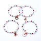 Braccialetti con ciondoli elasticizzati a tema natalizio BJEW-JB05239-M-1