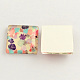 Flower/Floral Pattern Glass Square Cabochons for DIY Project X-GGLA-S022-15mm-13-2