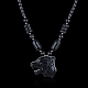 Black Iron Stone Pendant Necklaces NJEW-BB17501-2