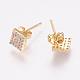 Brass Micro Pave Cubic Zirconia Stud Earrings EJEW-F125-03G-2