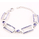 Real 18K Platinum Plated Rectangle Alloy Austrian Crystal Link Bracelets BJEW-DD0001-04E-1