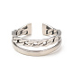 304 anillo de puño abierto de doble línea de acero inoxidable para mujer RJEW-I096-13P-2