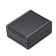 プラスチック模造革ペンダントネックレスボックス  ベルベットと  長方形  ブラック  8.5x7.1x3.7cm OBOX-Q014-27-2