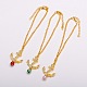 Golden Plated Anchor Alloy Grade A Rhinestone Anklets AJEW-AN00024-1