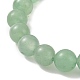 Bracelets extensibles en perles d'aventurine verte naturelle et tête de bouddha en alliage BJEW-JB09420-04-3