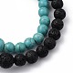Synthetic Turquoise(Dyed)(Dyed) & Natural Lava Rock Beaded Stretch Bracelets Sets BJEW-JB05416-03-3