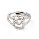 304 anillo ajustable doble corazón de acero inoxidable para mujer RJEW-P081-02P-2