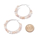 Natural Pearl Wire Wrapped Beaded Hoop Earrings for Women EJEW-JE04759-04-4