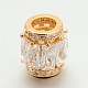 Rose Gold Brass Micro Pave Cubic Zirconia Large Hole European Beads ZIRC-M041-01RG-RS-1