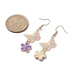 Alloy Enamel Flower & Brass Butterfly Dangle Earrings EJEW-JE05404-3